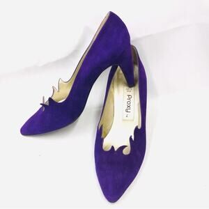Women's Proxy Dressy Solid Purple Suede Swirl Cut Out Edging 3.5 inch Heels 8.5M